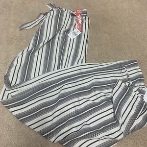 Black and white striped pants NWT